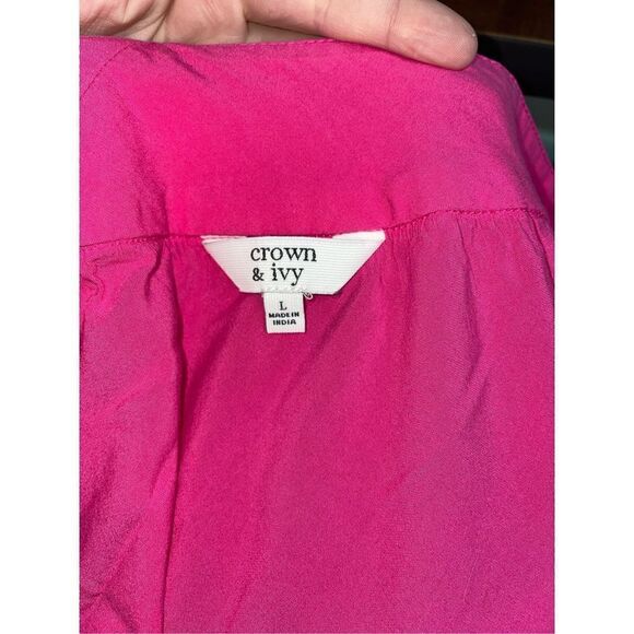 Crown & Ivy Pink Tie Back, Open Back Blouse- Large - Picture 4 of 6